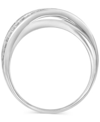 Cubic Zirconia Princess & Round Double Row Crossover Statement Ring