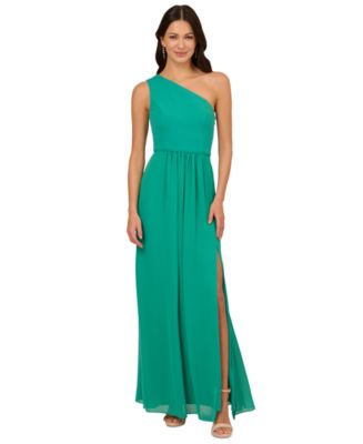 Adrianna Papell One-Shoulder Chiffon Gown - Macy's