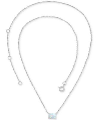 Lab-Grown Opal Rectangle Cut Solitaire 18" Pendant Necklace (1 ct. t.w.)