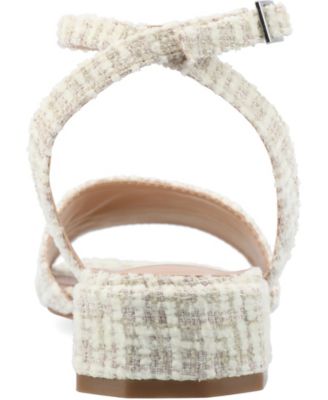 Women's Adleey Ankle Strap Tweed Block Heel Sandals