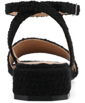 Women's Adleey Ankle Strap Tweed Block Heel Sandals