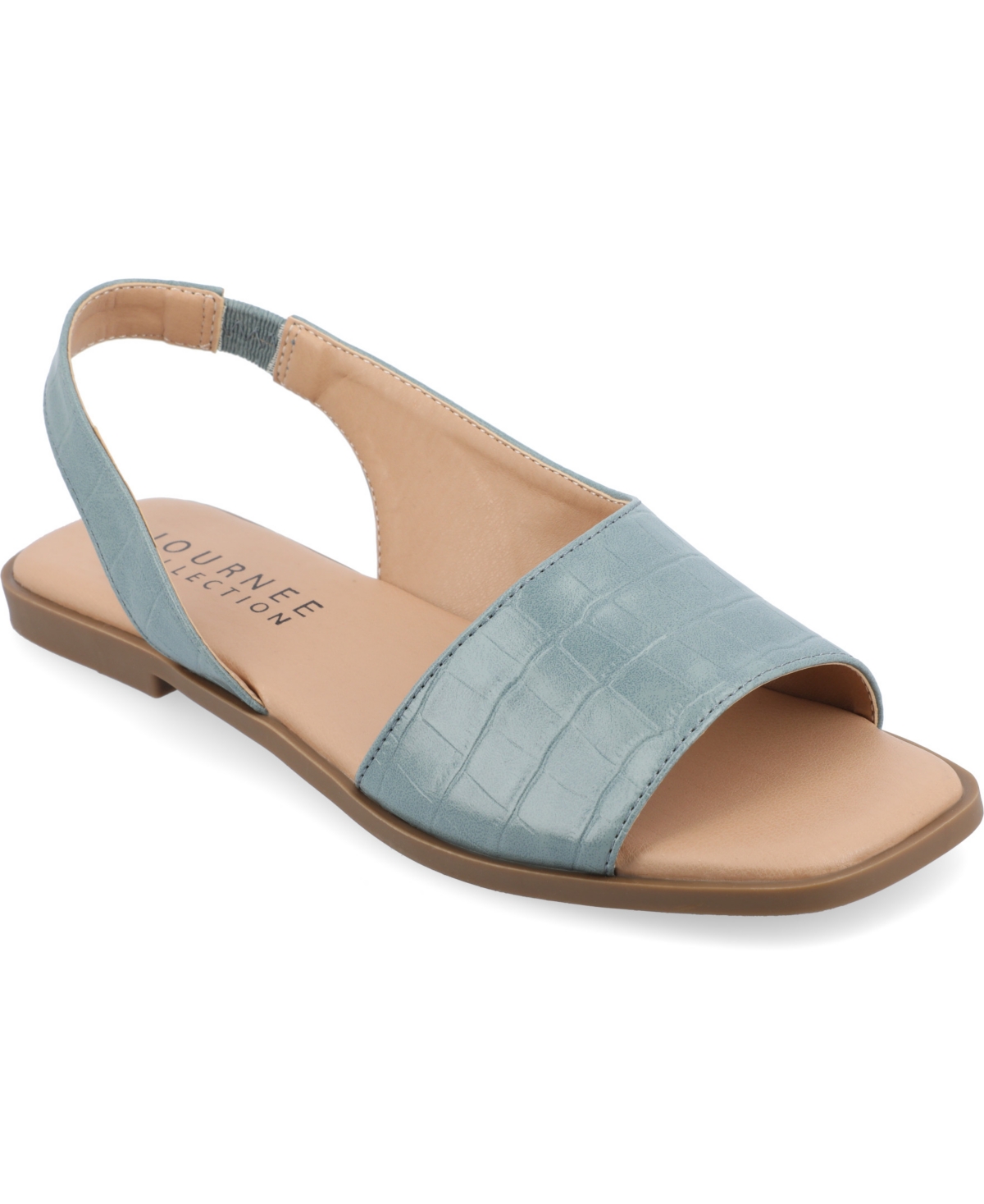 Journee Collection Women's Brinsley Slingback D'orsay Flat Sandals In Blue Croco
