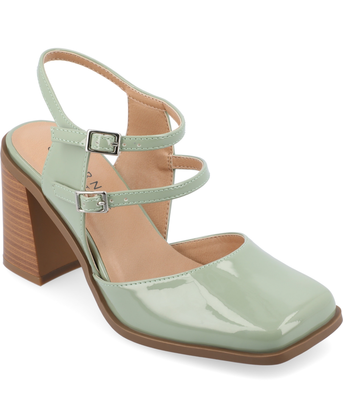 Journee Collection Caisey Double Strap Mary Jane Pump In Sage Patent