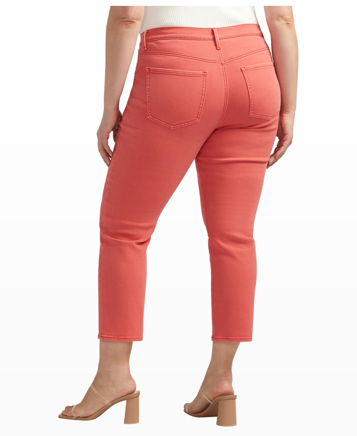 Shop Jag Plus Size Cassie Mid Rise Cropped Pants In Salsa