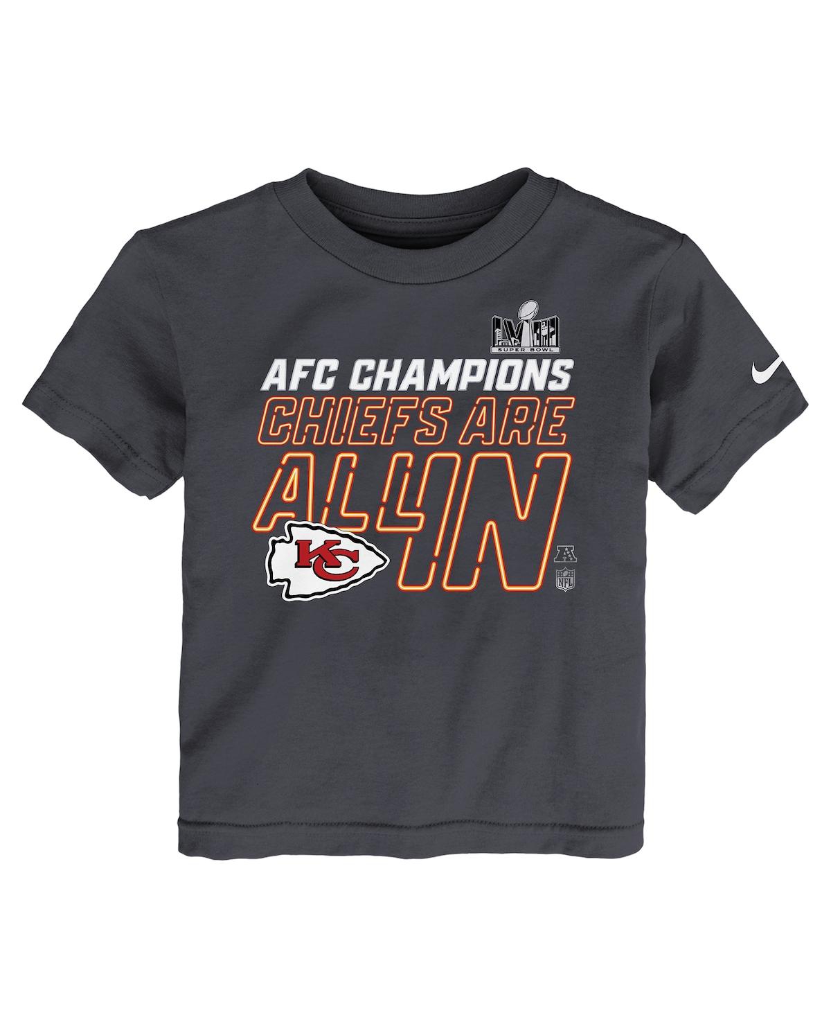 Shop Nike Toddler Boys And Girls  Anthracite Kansas City Chiefs 2023 Afc Champions Locker Room Trophy Coll