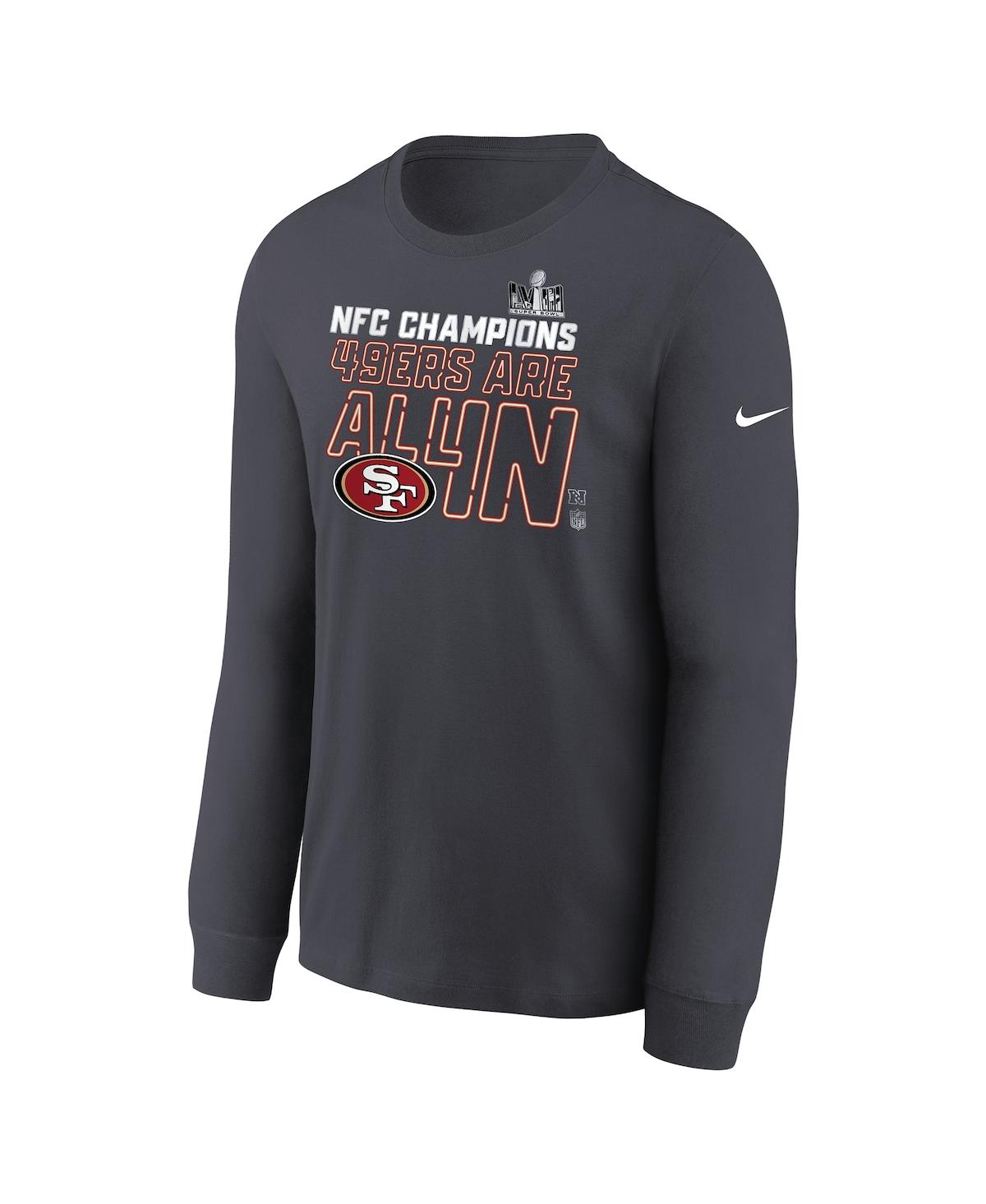 Big Boys NikeSan Francisco 49ers 2023 Nfc Champions Locker Room Trophy Collection Long Sleeve T-shirt - Anthracite