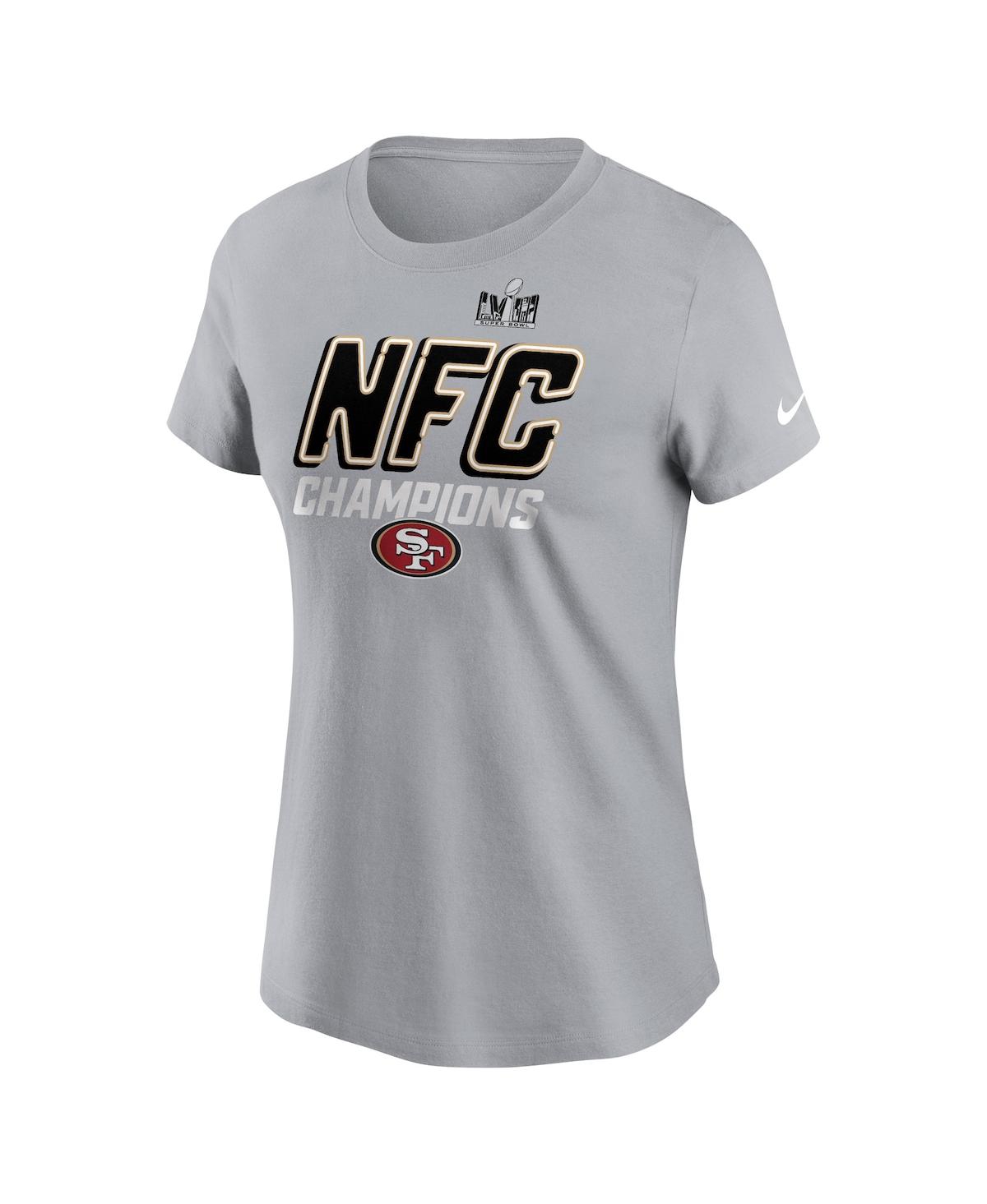 Shop Nike Women's  Gray San Francisco 49ers 2023 Nfc Champions Iconic T-shirt