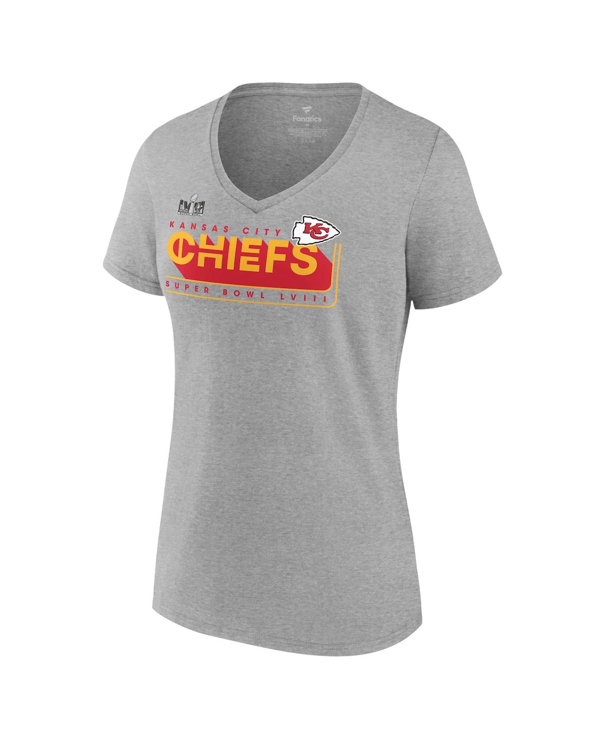 Women's Fanatics HeatherKansas City Chiefs Super Bowl Lviii Roster V-Neck T-shirt - Gray