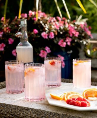 Scalloped Rim Fluted Tall Tumbler Glass, Set of 4