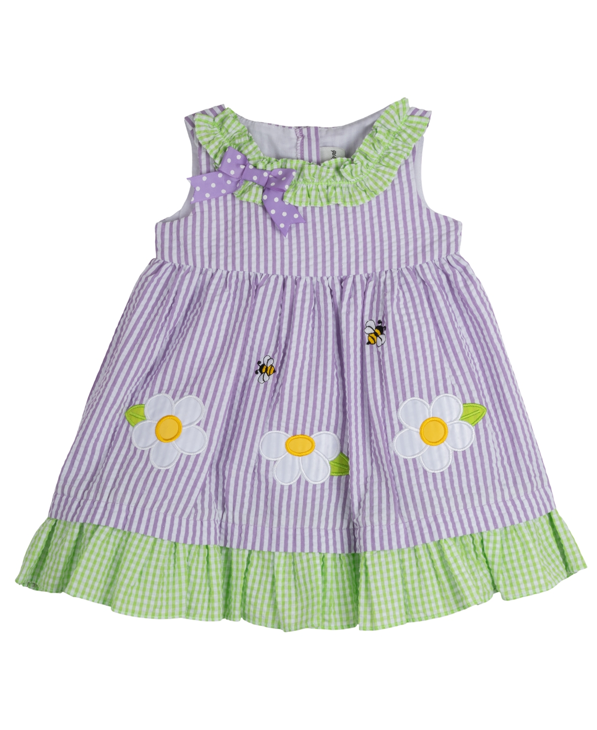 Shop Rare Editions Baby Girls Lady Bug Seersucker Dress With Diaper Cover In Lilac