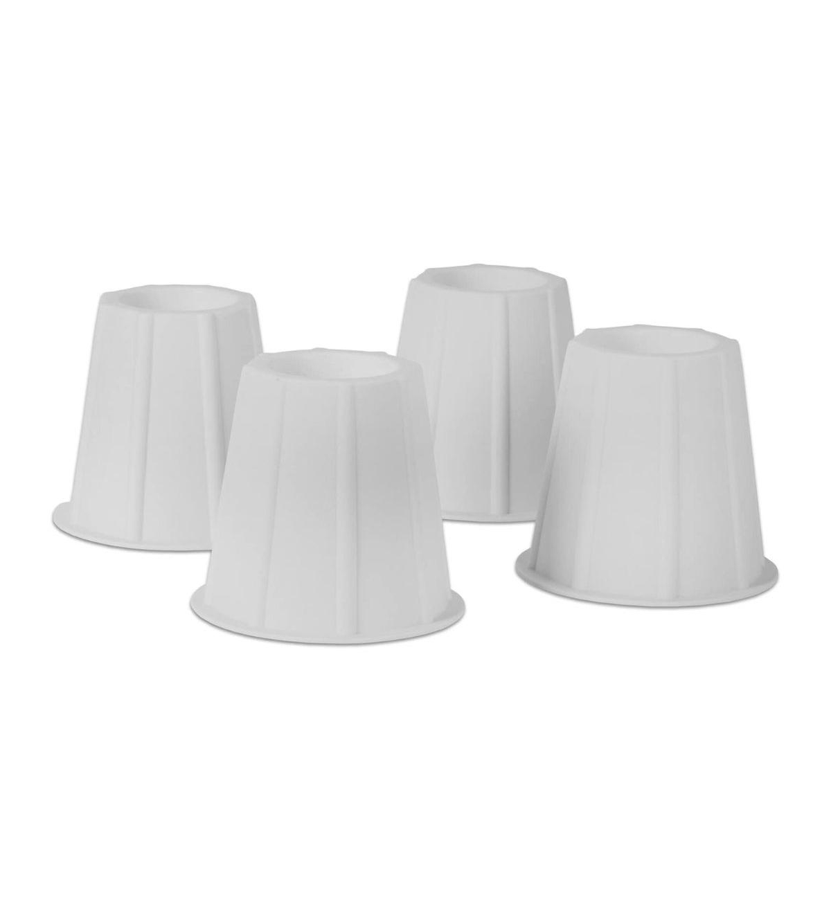 4 Pack Round Bed Risers - Furniture Risers 5 to 6 inches White - Heavy-Duty Furniture Riser for Table, Couch, Desk, and Chair - Open White