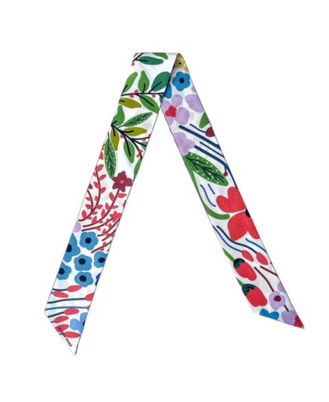 Женские аксессуары Jessie Zhao New York Silk Twilly Of Bloom, цвет: Белый / Красный