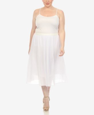Plus Size Pleated Chiffon Midi Skirt