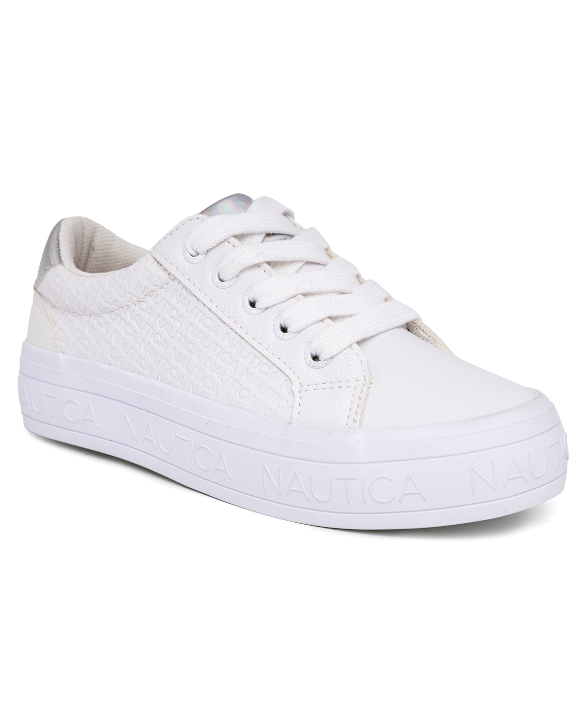 Shop Nautica Little And Big Girls Dulcie Casual Sneakers In White Iridescent