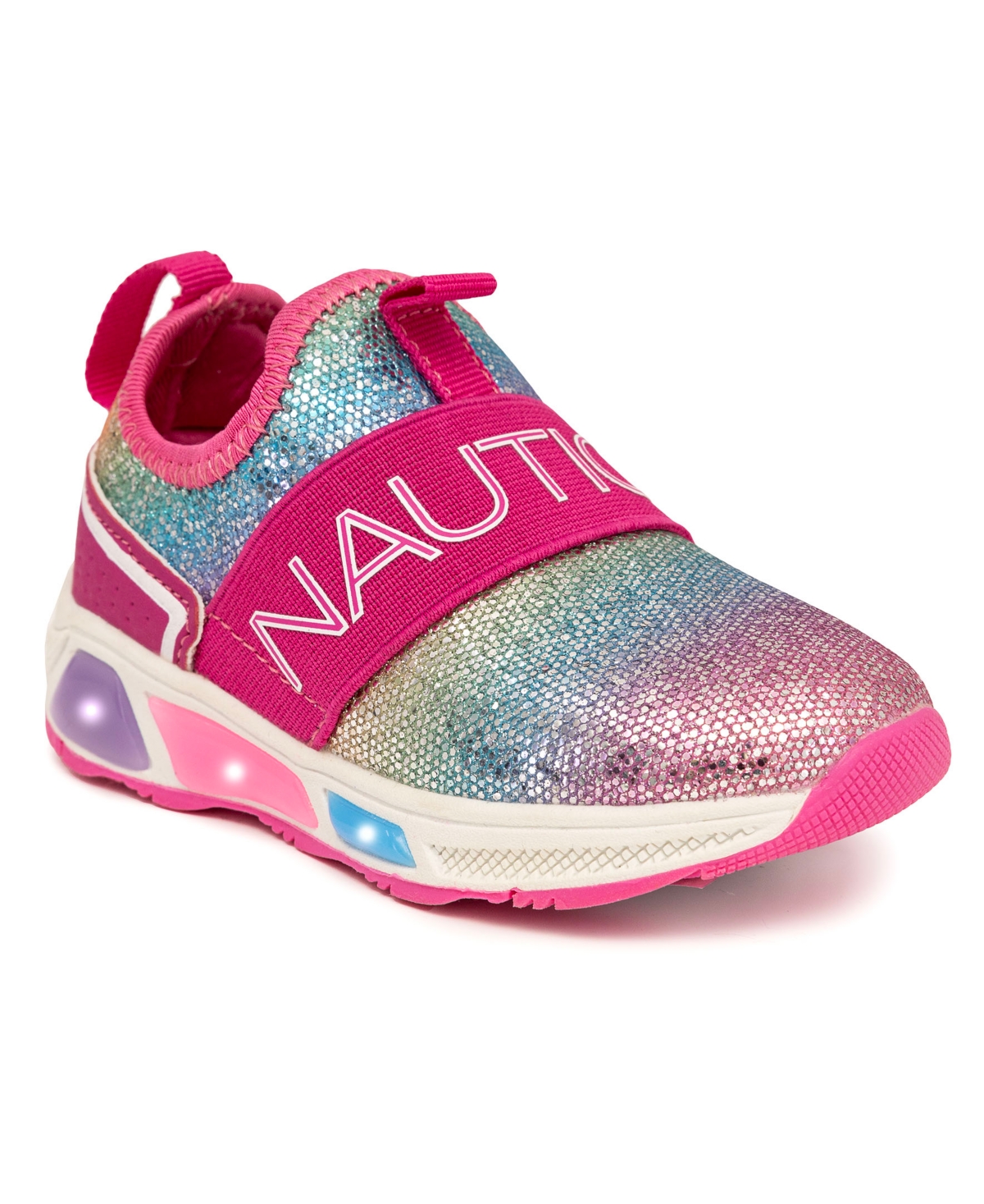 Shop Nautica Toddler Girls Alois Beacon Light Up Slip On Sneakers In Bright Glitter Rainbow