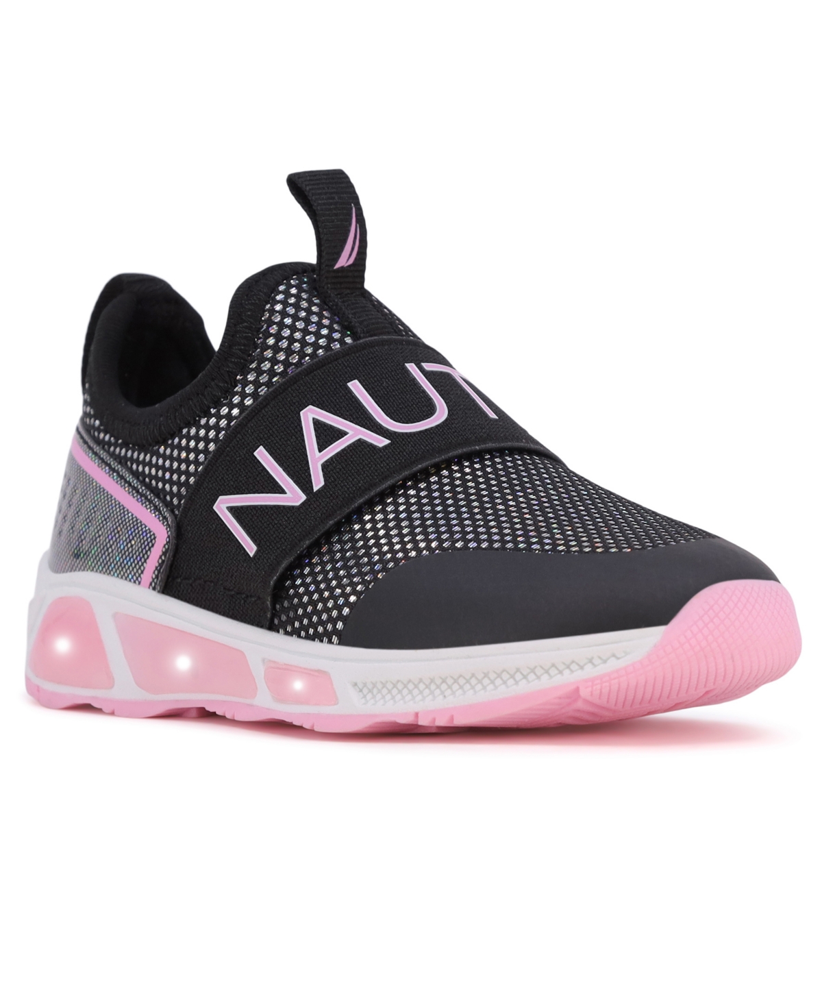 Shop Nautica Toddler Girls Alois Beacon Light Up Slip On Sneakers In Black,pink