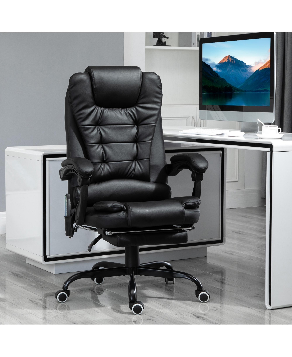 Vinsetto 7-Point Vibrating Massage Office Chair High Back Executive Recliner with Lumbar Support, Footrest, Reclining Back, Adjustable Height,