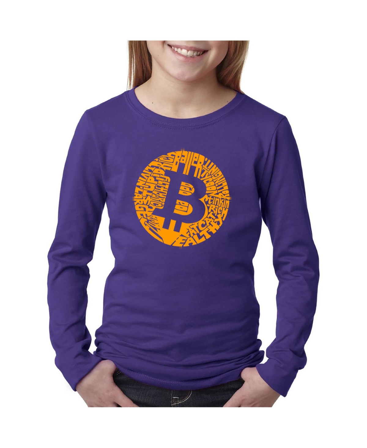 Girl's Word Art Long Sleeve - Bitcoin Tshirt