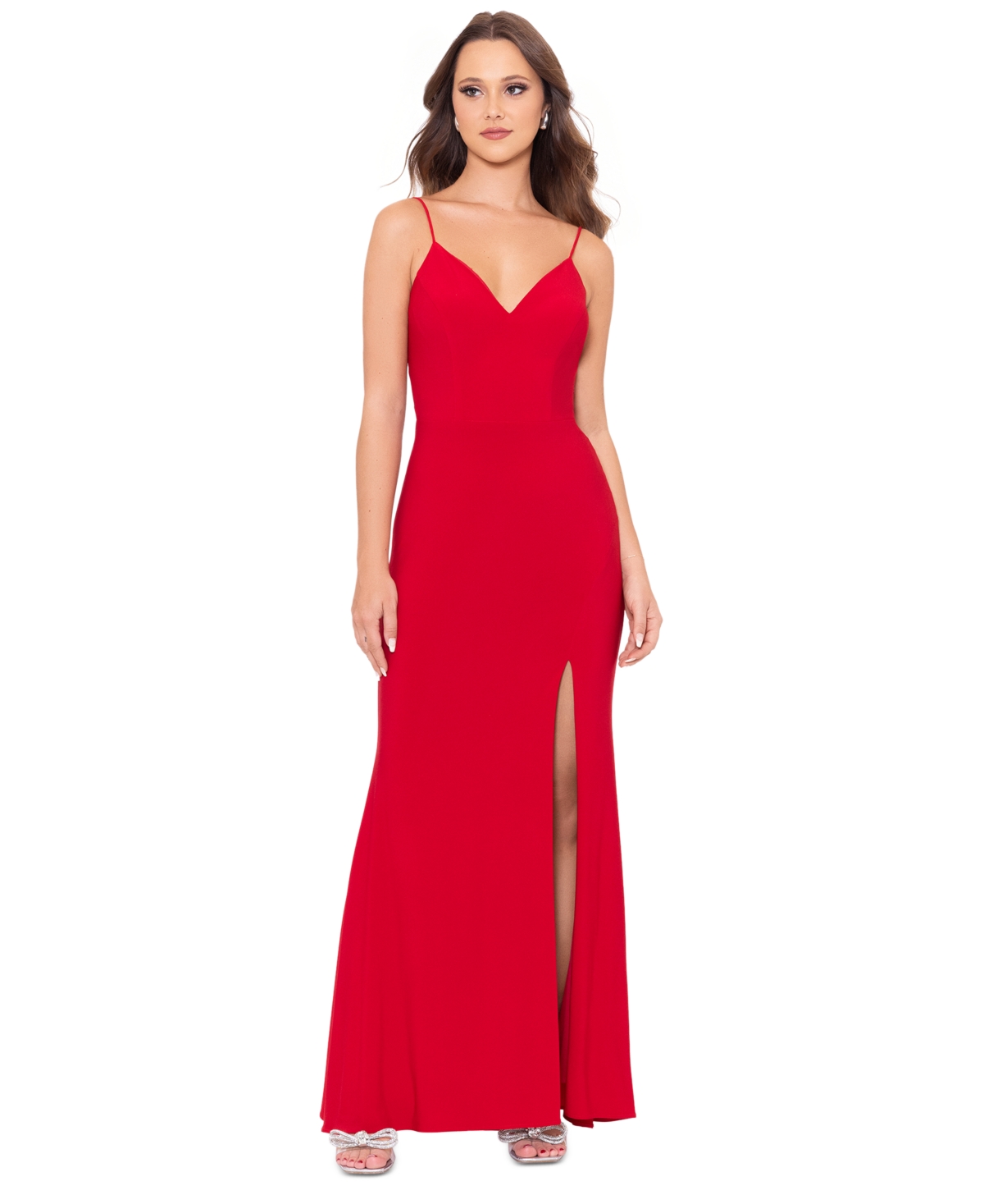 Shop Xscape Women's Knot-back Gown In Red
