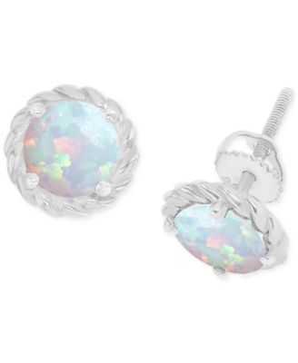 Macy's - Lab-Grown Opal Rope Frame Screw Back Stud Earrings (1/5 ct. t.w.)