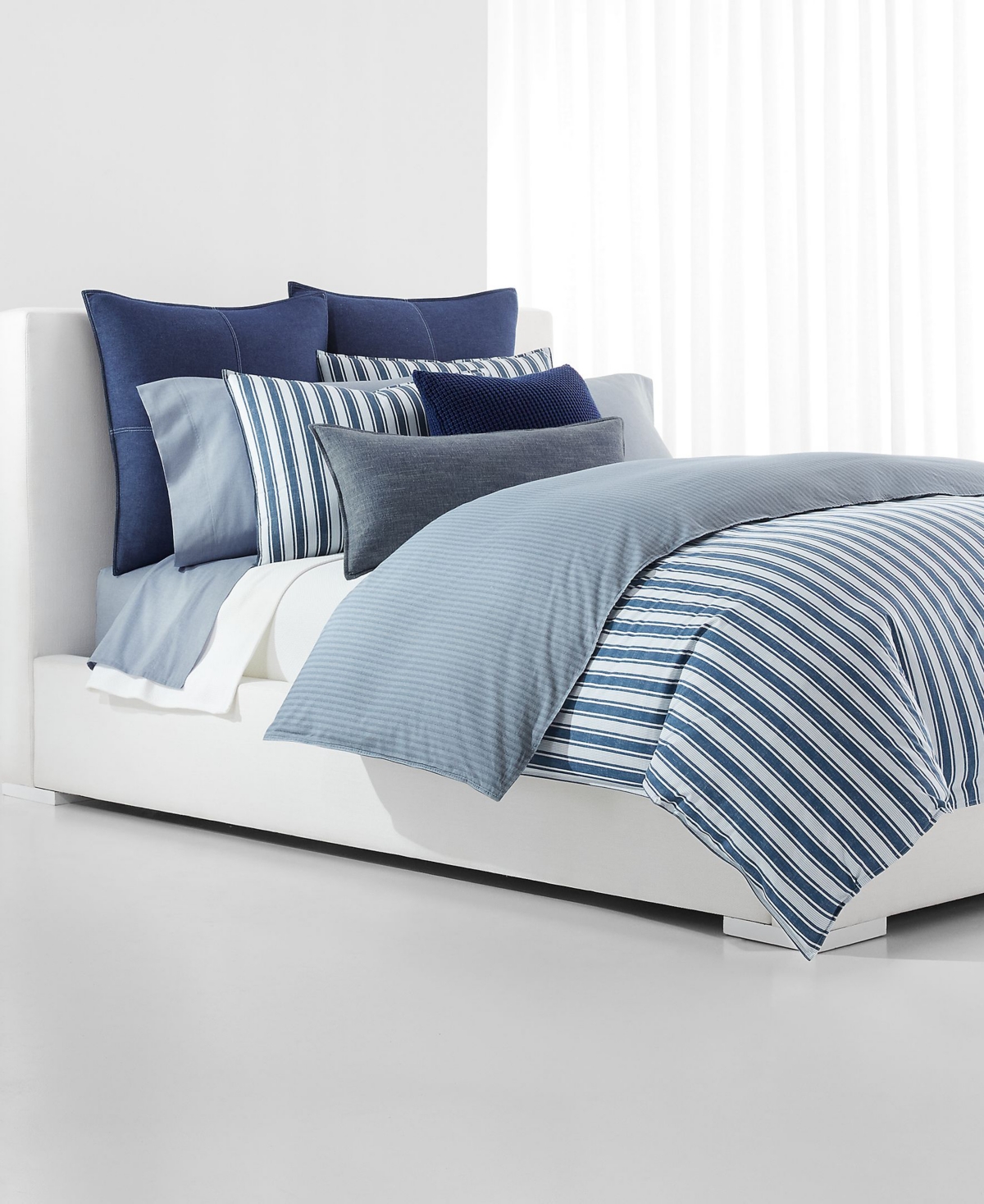 Ralph Lauren Blair Striped Comforter Set, King In Blue