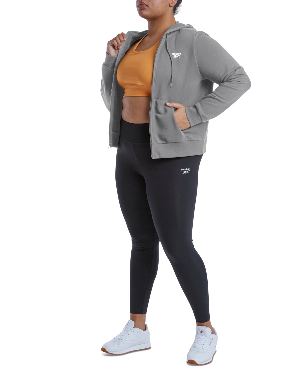 Reebok Plus Size French Terry Zip-Front Hoodie