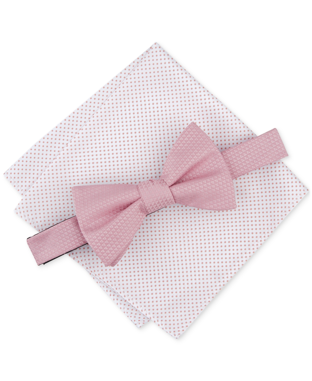 Alfani Men's Geo-pattern Bow Tie & Dot Pocket Square Set, Created For Macy's In Pink