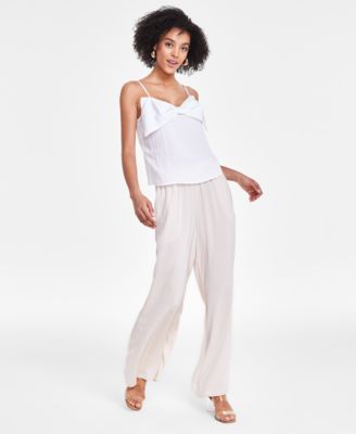 Womens Bow Top Silky Pull On Pants Created For Macys