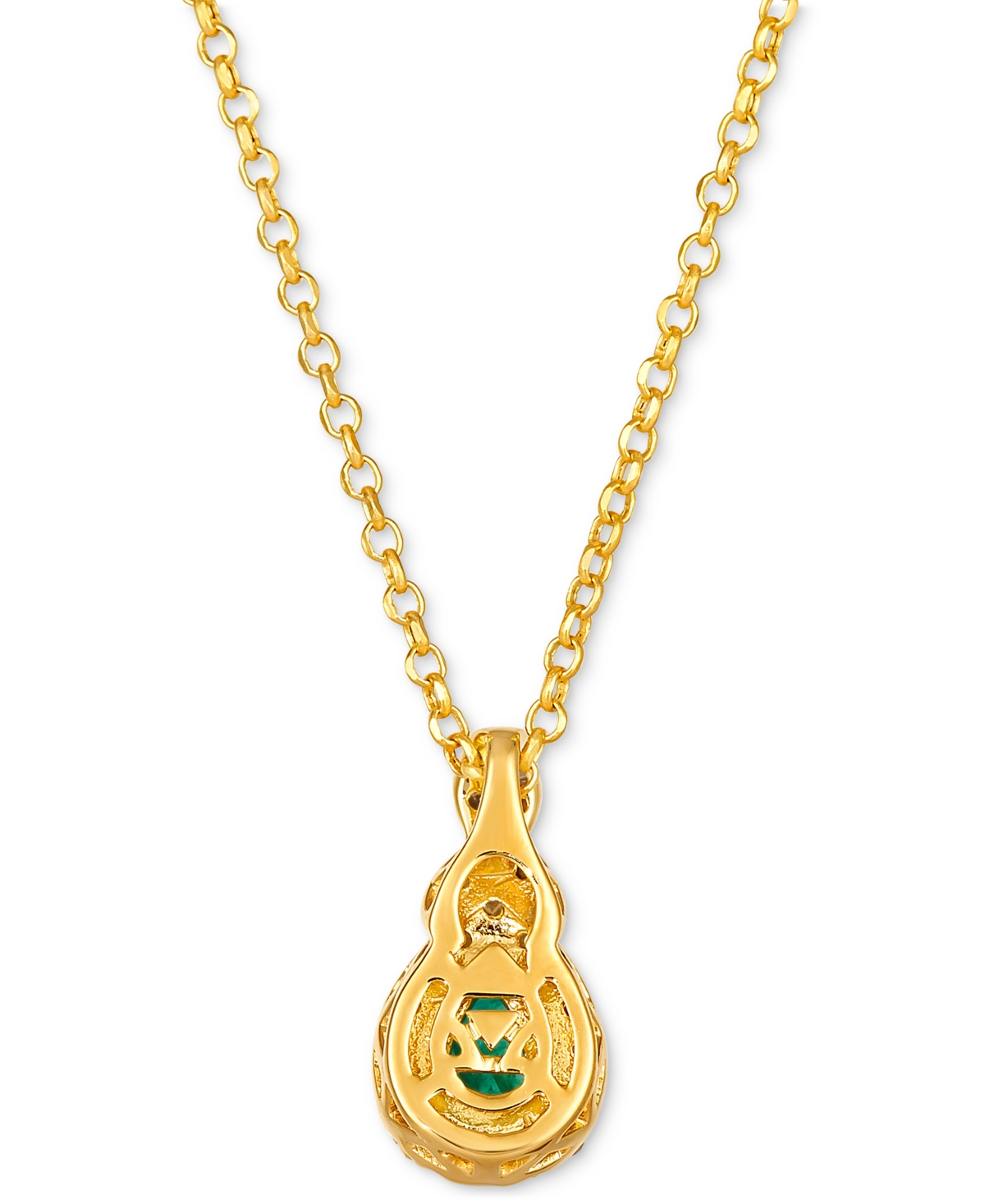 Shop Le Vian Costa Smeralda Emeralds (1/2 Ct. T.w.) & Diamond (1/5 Ct. T.w.) Pear Halo 19" Pendant Necklace In 14 In No Color