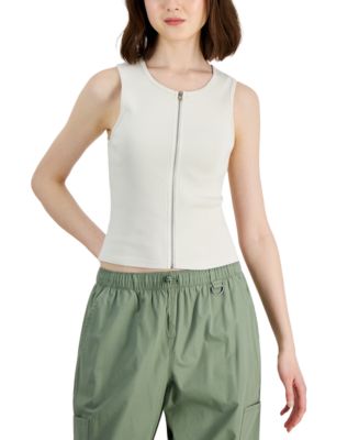 Madden Girl Juniors' Zip-Front Mineral Washed Tank - Macy's