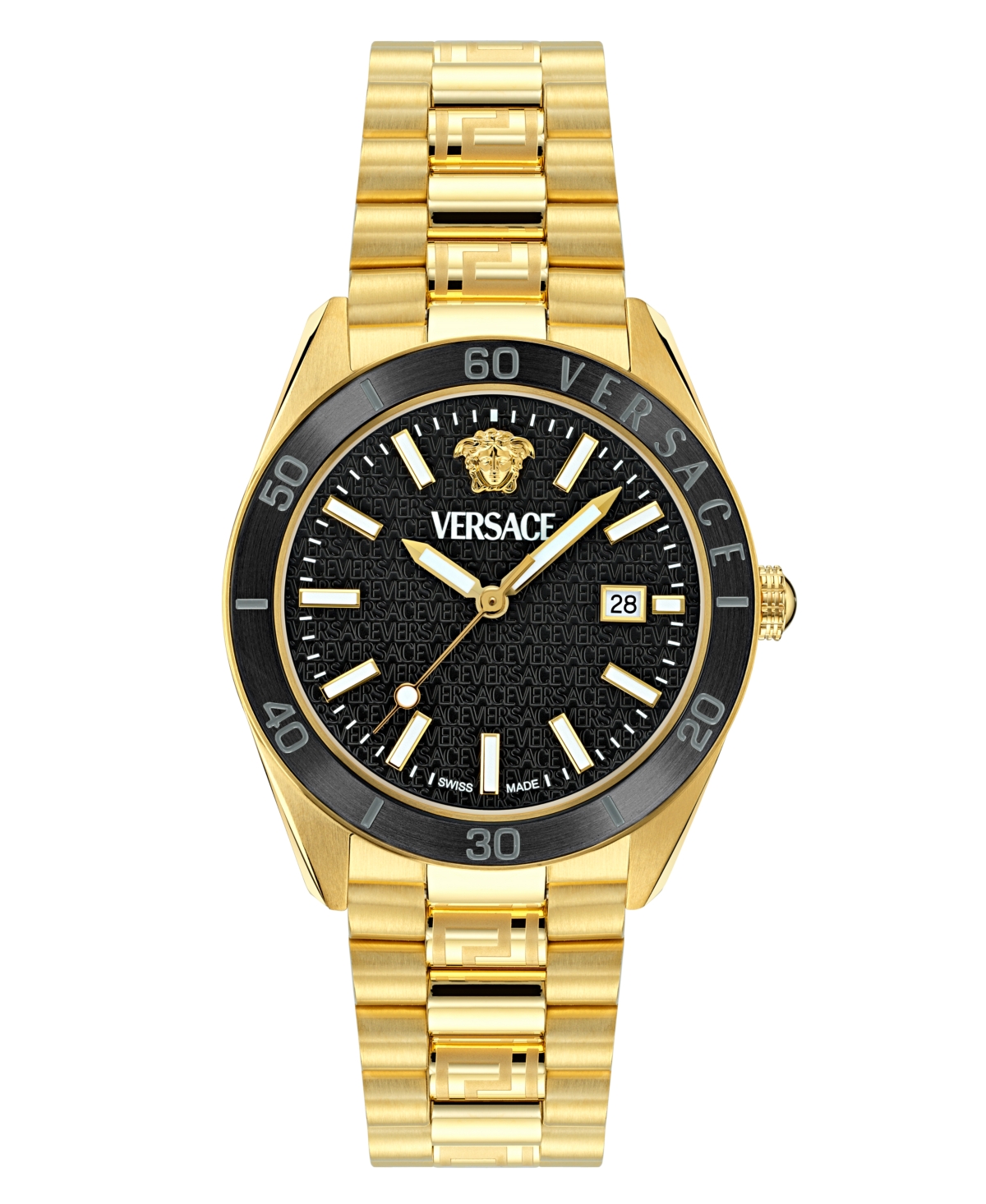 Shop Versace Men's Swiss Gold Ion Plated Stainless Steel Bracelet Watch 42mm