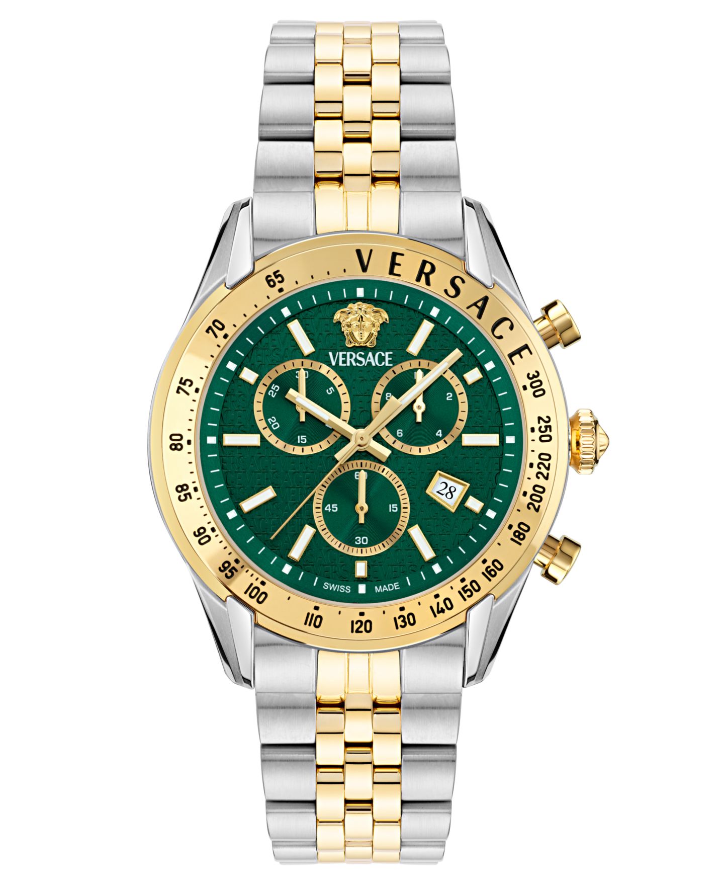 Мужские часы Versace Swiss Chronograph Two-Tone Stainless Steel Bracelet Watch 44mm — фото 1