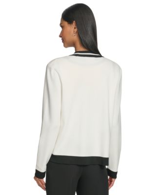 売れ筋商品|||カールラガーフェルド ニット&セーター アウター レディース Karl Lagerfeld Women's Open-Front Long-sleeve Knit Cardigan Sft Wt/blk KARL LAGERFELD PARIS Karl Lagerfeld Women's Open-Front Long