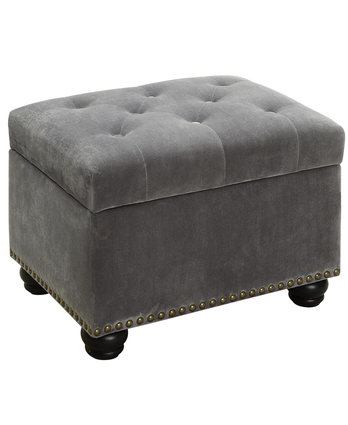 Convenience Concepts 24" Velvet 5th Avenue Storage Ottoman In Gray Velvet