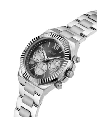 Men's Analog Silver-Tone Steel Watch 44mm