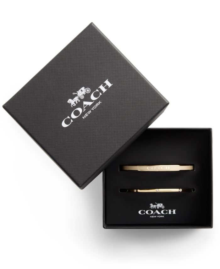 COACH Faux Stone Enamel Signature Bangle Bracelet Set