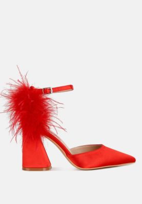 Womens palmetta fur detail block heel sandals