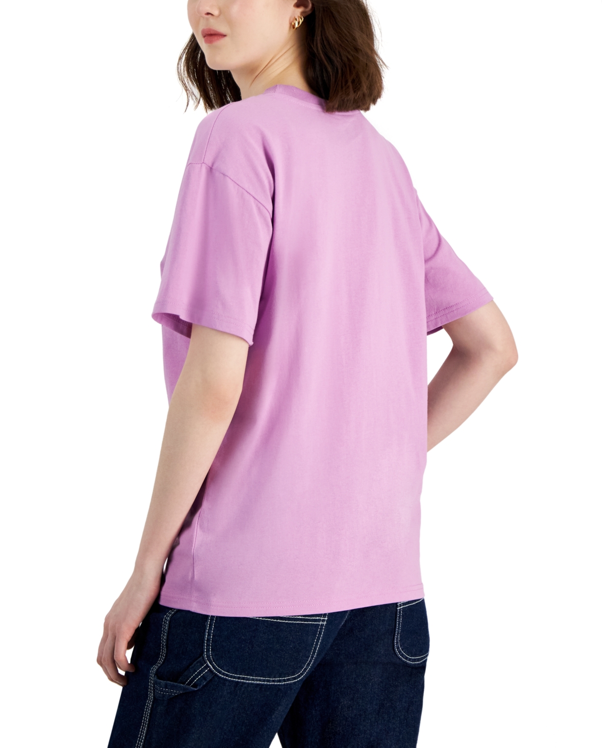 Shop Disney Juniors' Stitch Floral Boyfriend T-shirt In Purple
