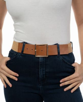 Giani Bernini Women's Logo-Tab Straw Stretch Belt - Macy's