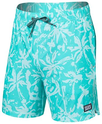 SAXX 5-Inch Oh Buoy 2N1 Volley Swim Trunks - Palm Mix-White Sand