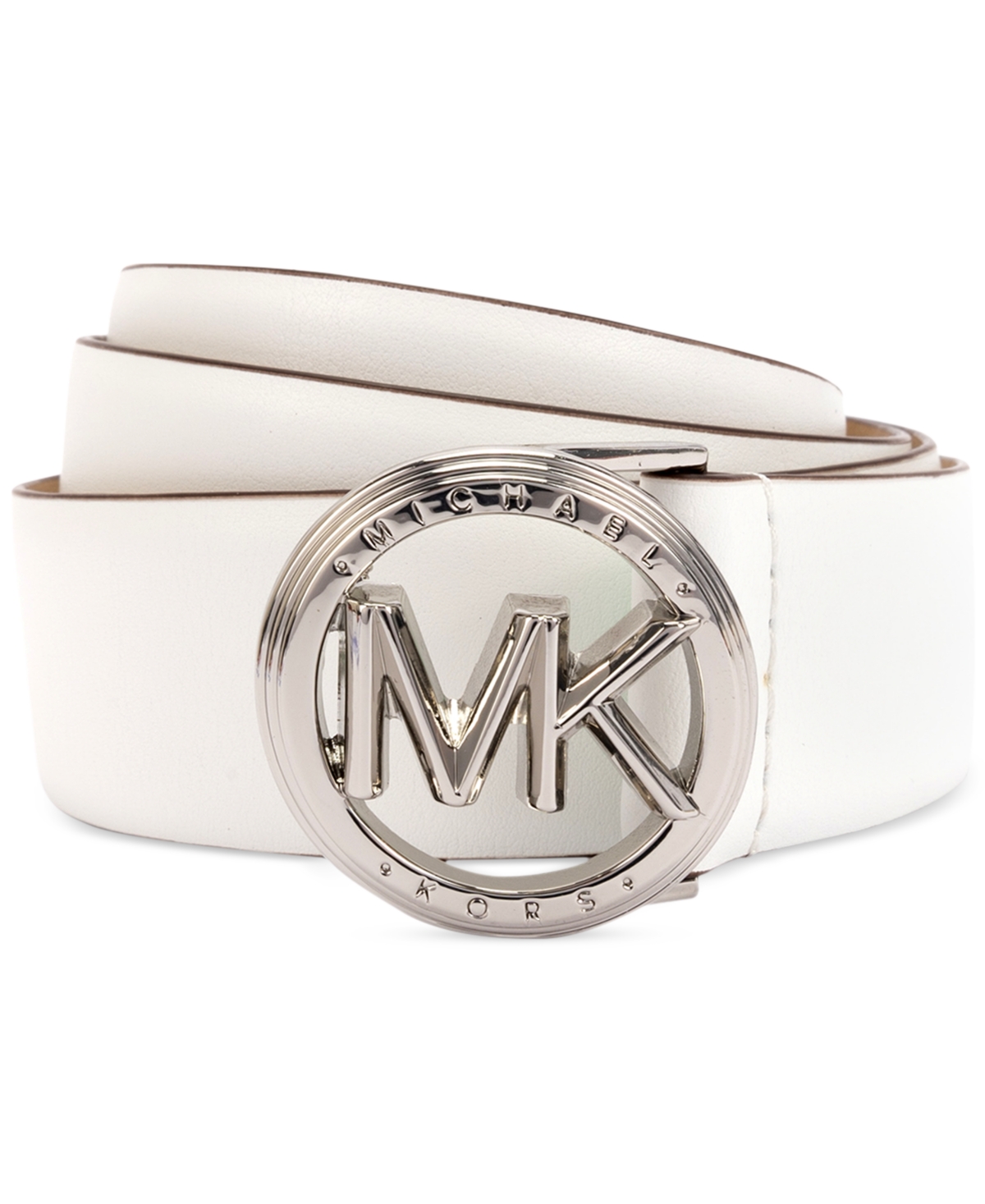 Michael Michael Kors Women's Leather Logo-Buckle Belt - Optic White
