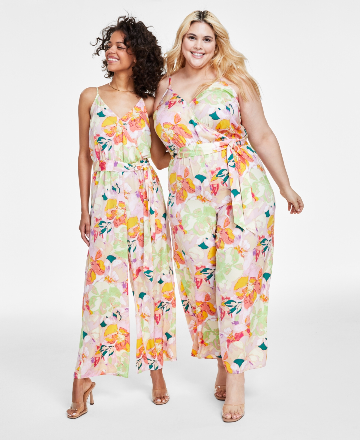 Shop Bar Iii Women's Floral-print Surplice Jumpsuit, Xxs-4x, Created For Macy's In Alexa Floral