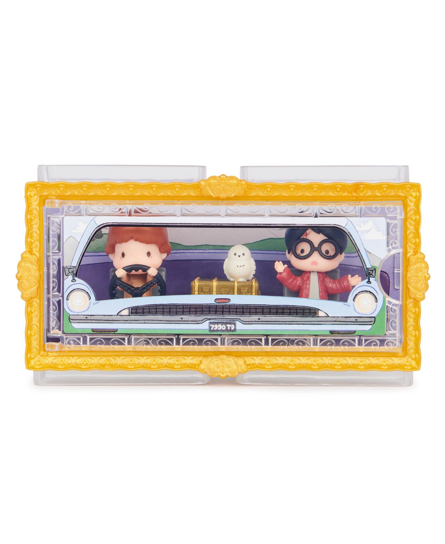 Детские игрушки Wizarding World Harry Potter, Micro Magical Moments Year 2 Flying Car Figure Set with Harry, Ron, Hedwig Display Case — фото 6