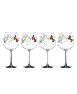 Butterfly Meadow Balloon Wine Glasses, Set of 4