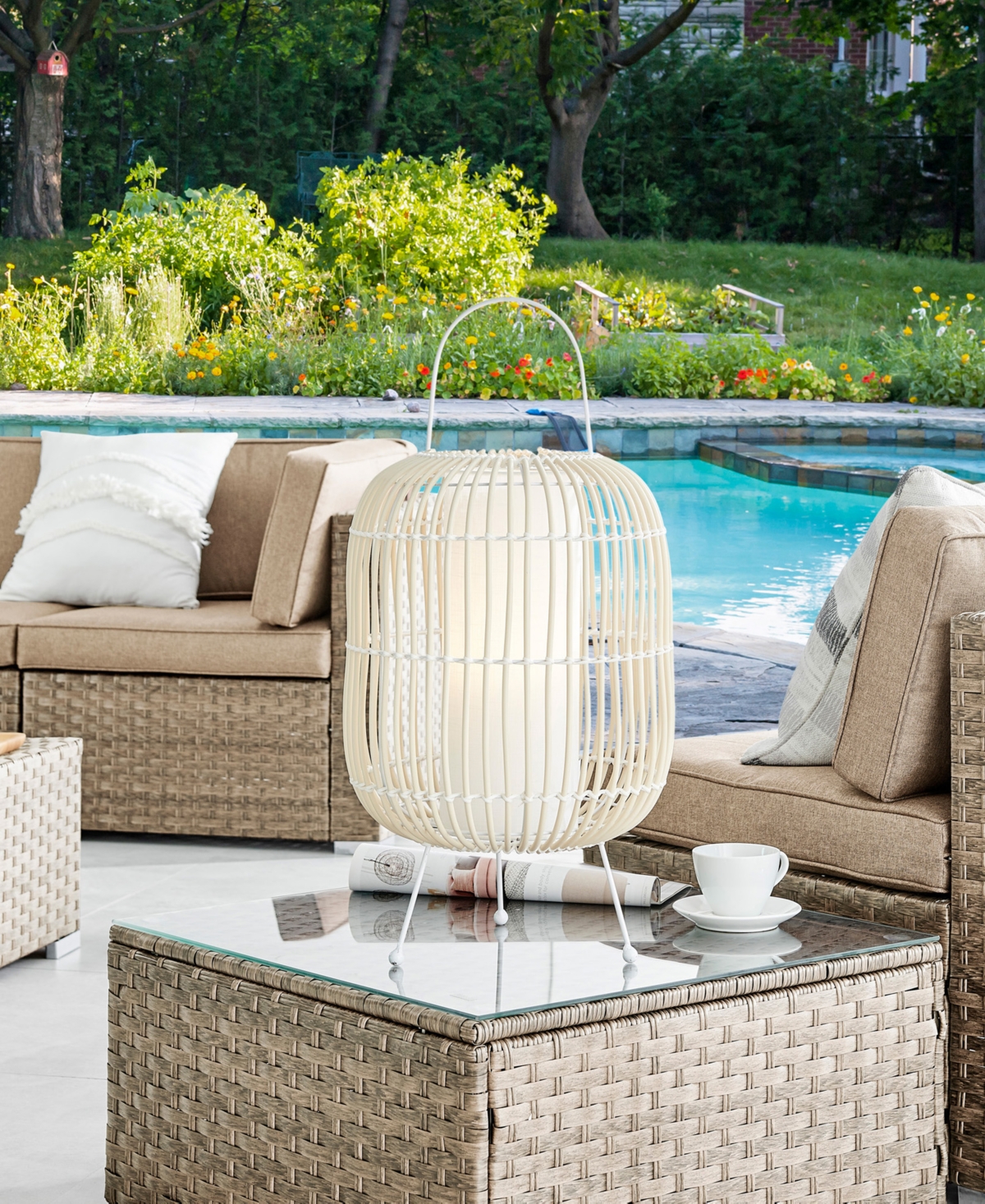 Lite Source Outdoor Cordless Clement Table Lamp In White