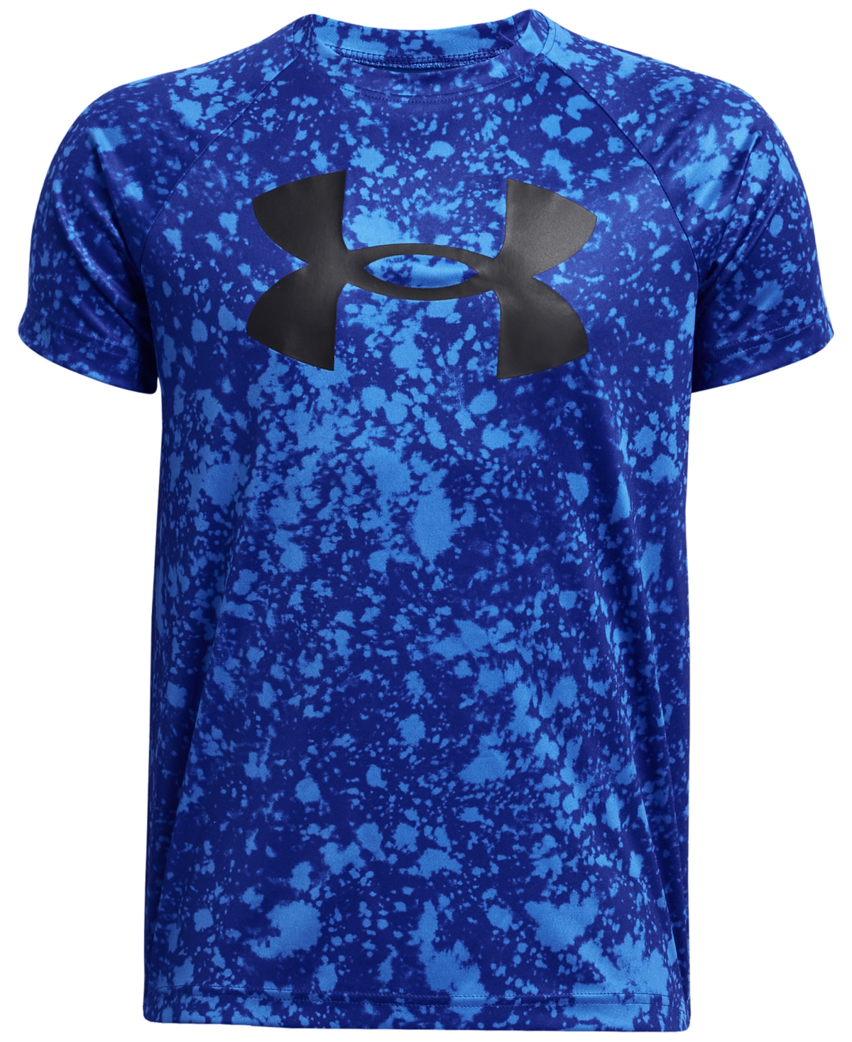 Shop Under Armour Big Boys Tech Big Logo Printed Short Sleeve T-shirt In Photon Blue,black