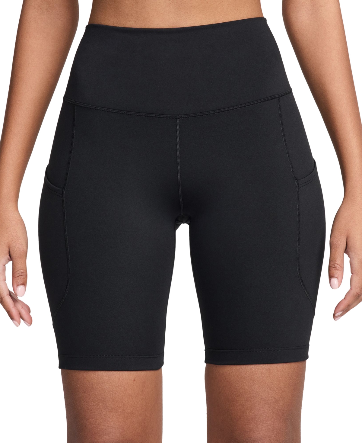 Women's One High-Waisted Side-Pocket Bike Shorts - Black/black