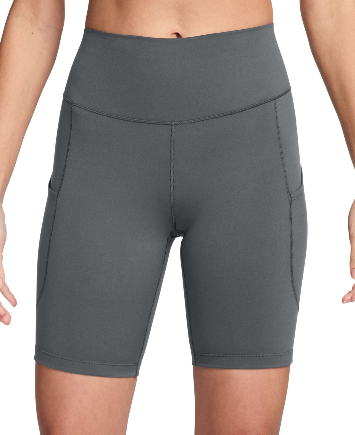 Nike Women's One High-waisted Side-pocket 8" Bike Shorts In Smoke Grey,htr,black