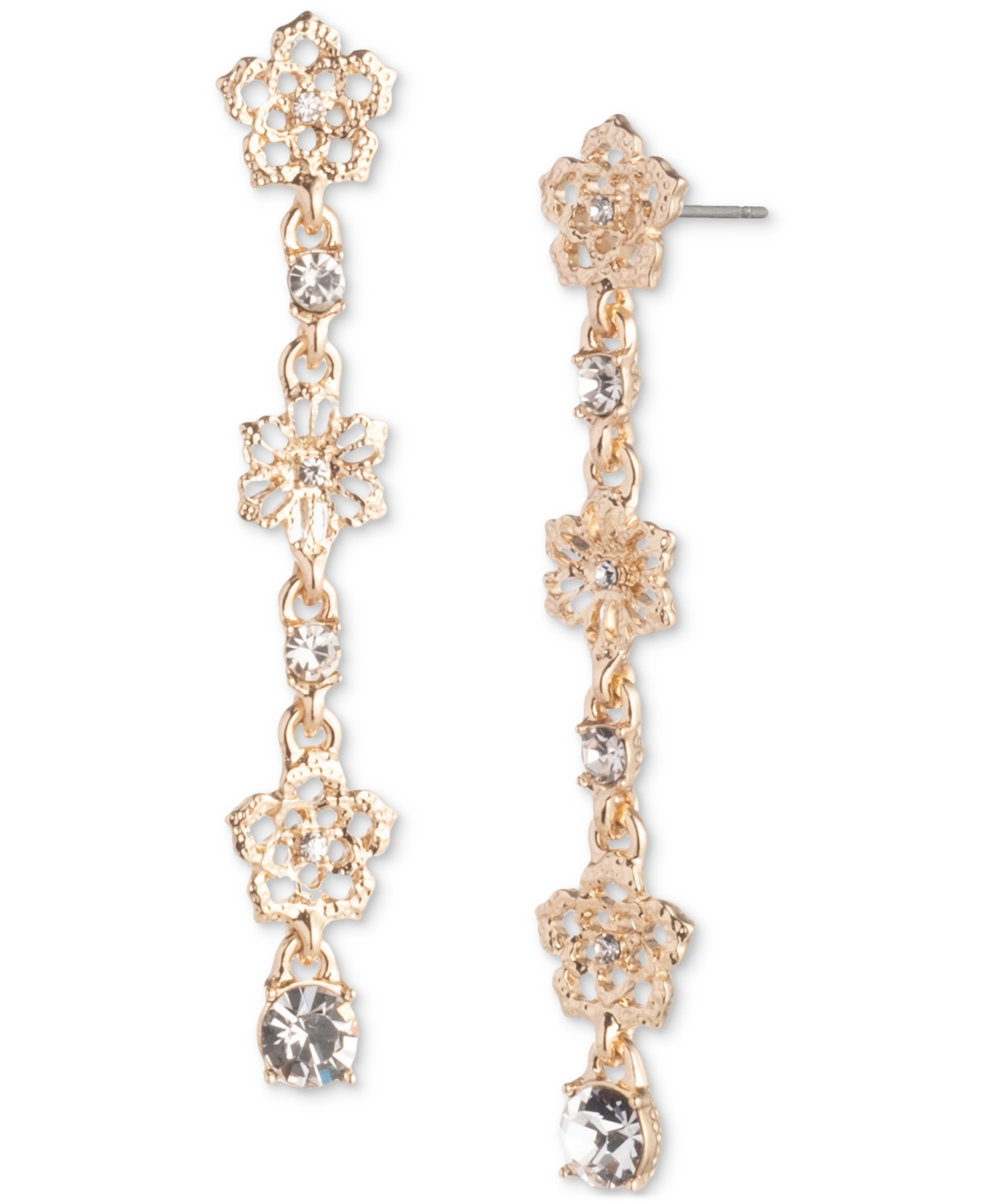 Shop Marchesa Gold-tone Crystal Butterfly Linear Drop Earrings In Crystal Wh