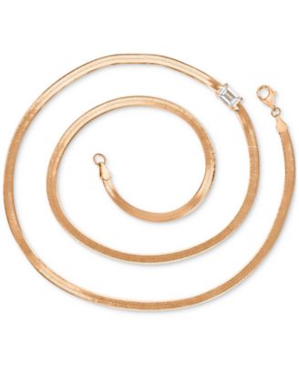 Lab-Grown White Sapphire Solitaire 18" Collar Necklace (3/4 ct. t.w.) in 14k Rose Gold-Plated Sterling Silver